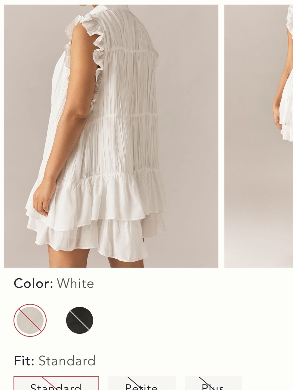 Anthropologie White Ruffled Tiered Mini Dress M - Picture 2 of 9